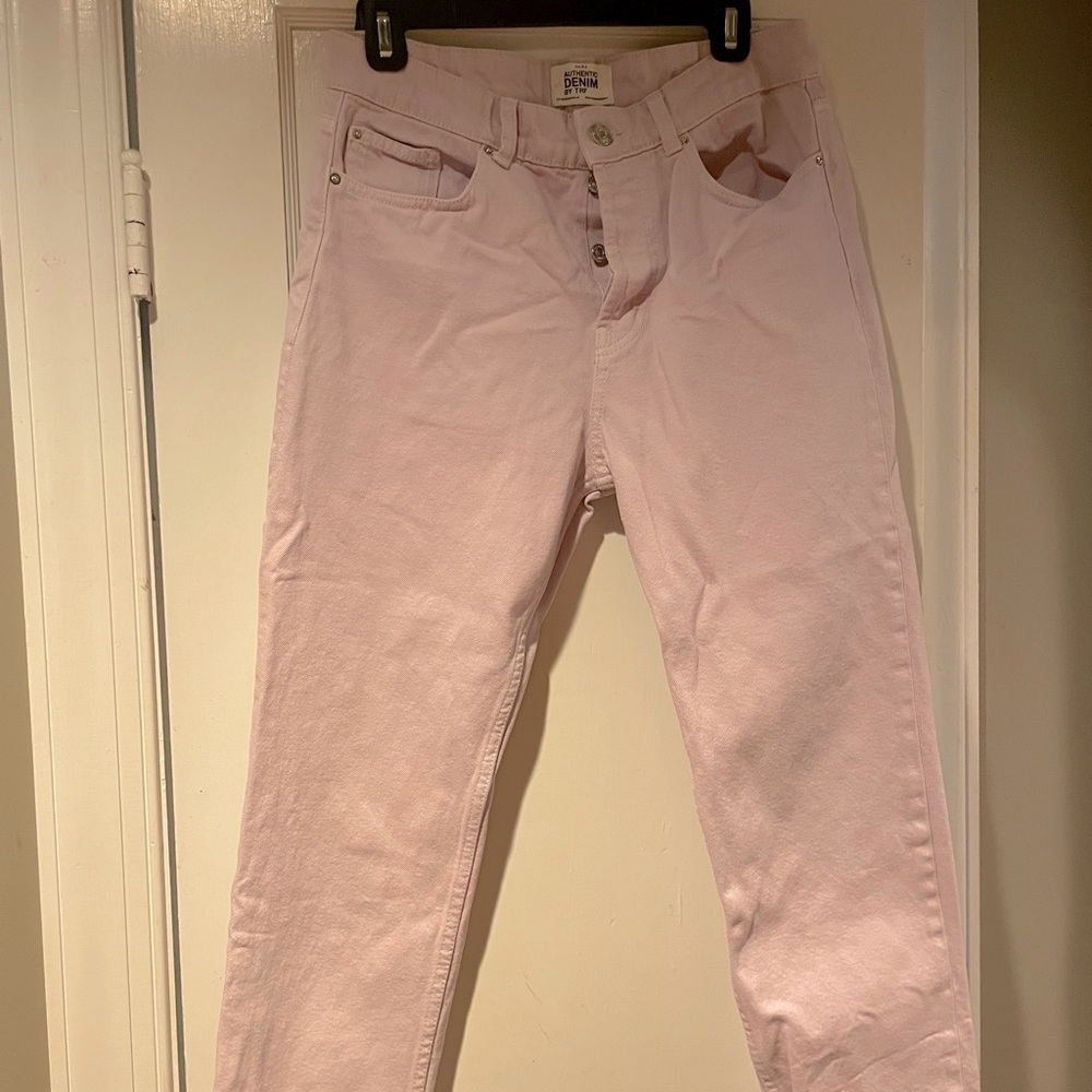 Zara TRF Light Pink/Purple High Rise Straight Leg Jeans - Picture 3 of 4